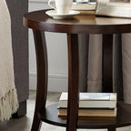 Perth Contemporary Round Shelf End Table, Espresso - Grand Goldman Shop