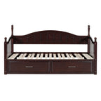 Wooden Twin Size Daybed with Twin Size Trundle, Extendable Daybed with Two Storage Drawers, Espresso(Expected Arrival Time:9.12) - Grand Goldman Shop