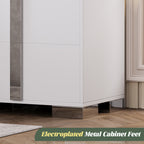 Modern End Table with Drawers, Elegant Nightstand with Metal Foot,Wood Bedside Table with Mirrored Metal Handles,Sofa Side End Table for Bedroom Living Room Office,White - Grand Goldman Shop