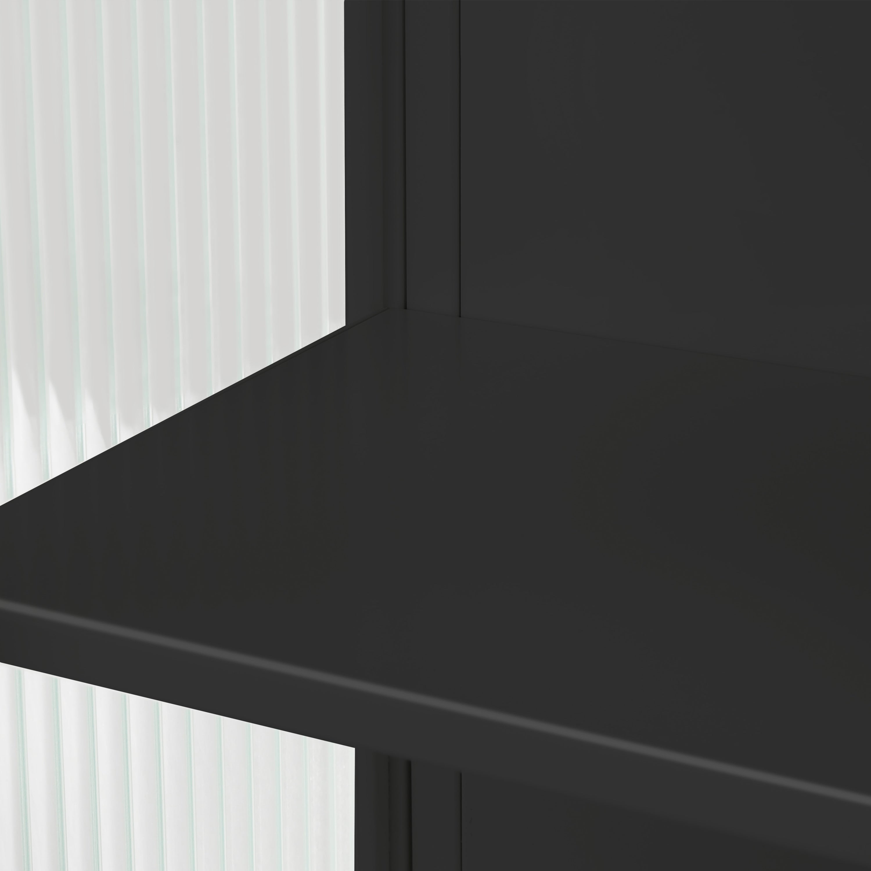 23.62'Glass Doors Modern Two-door Wall Cabinet with Featuring Two-tier Enclosed Storage, an Open Shelf, and Towel Rack, for Entryway Living Room Bathroom Dining Room,Black - Grand Goldman Shop