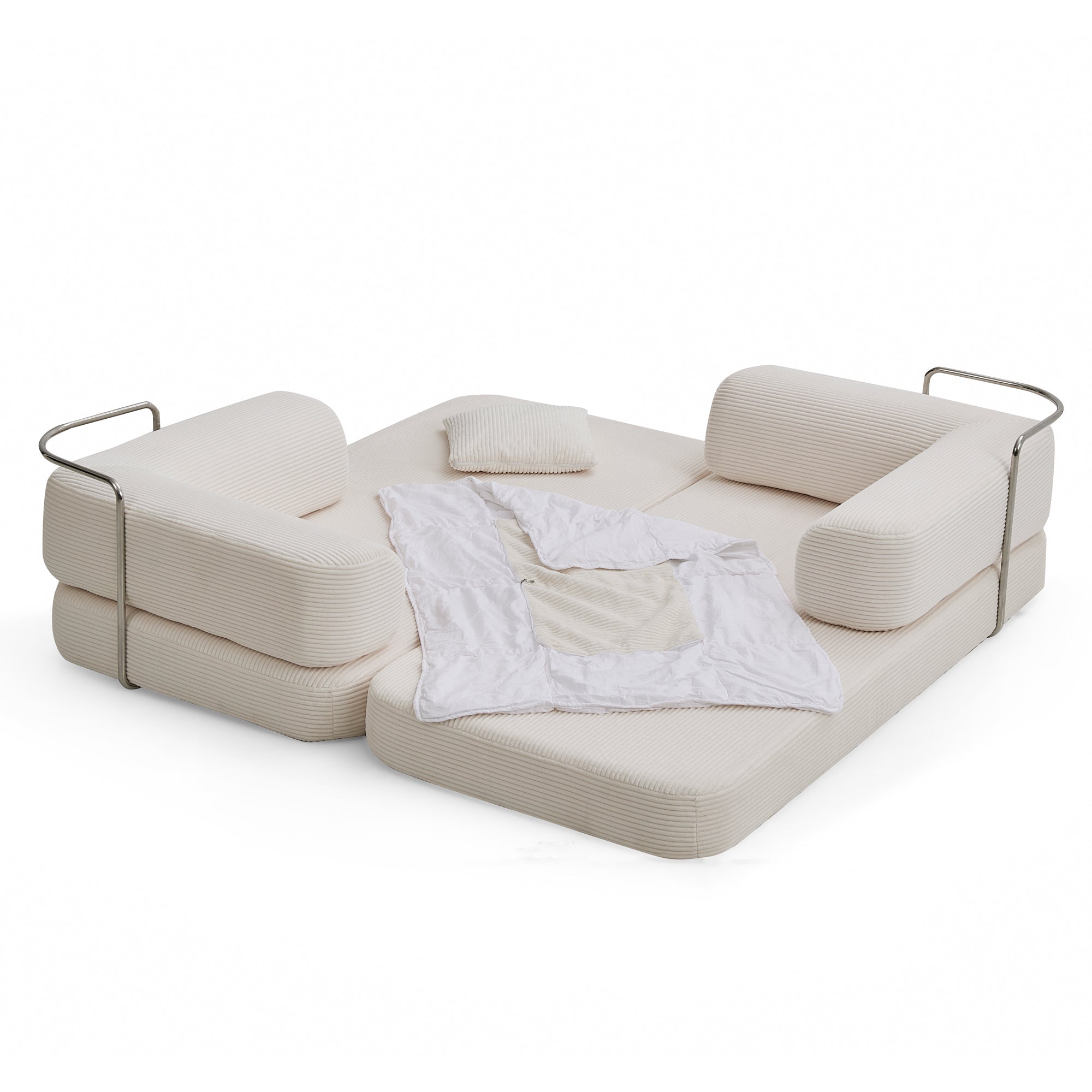 Floor Couch,Compressed Sofa,Convertible Floor Sofa Bed with Convertible Blanket Pillow,Enhanced frame stability,Comfy Couch Lounge Sleeper Bed,for Living Room Bedroom - Grand Goldman Shop