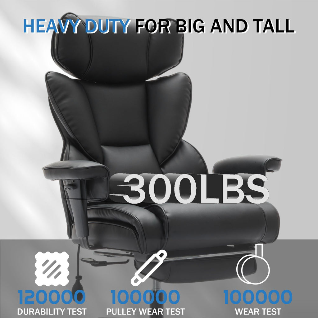 Office Chair with Foot Rest and Waist Lumber Support, Ergonomic Gaming Chair with Adjustable Height Headrest, High-Back Leath
