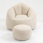 Bedding Bean Bag Sofa Chair with High-Pressure Foam and Footrest, Beige Microfiber - Grand Goldman Shop