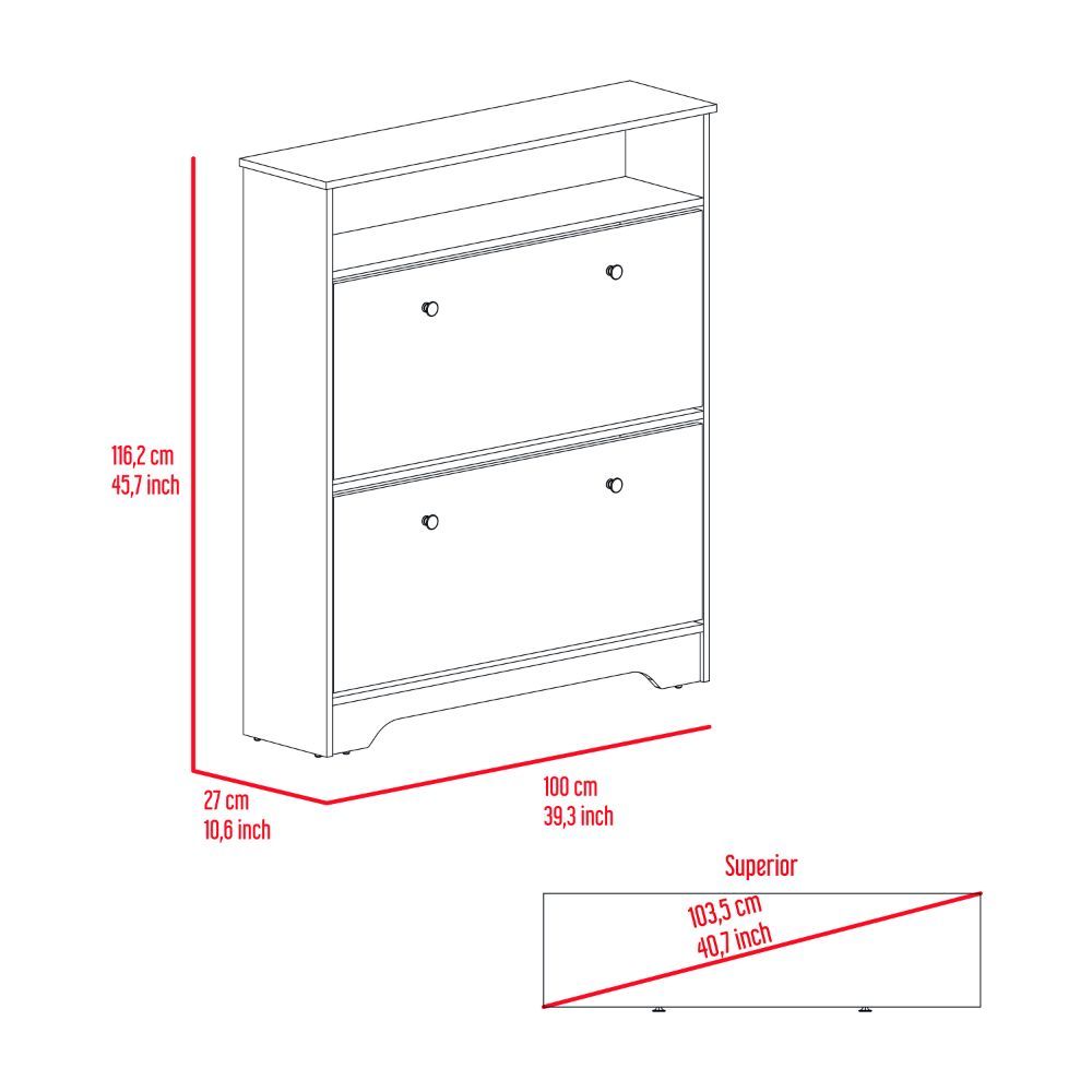 Shoe Rack Dublin, One Open Shelf, Two Extendable Cabinets, Light Oak / White Finish - Grand Goldman Shop