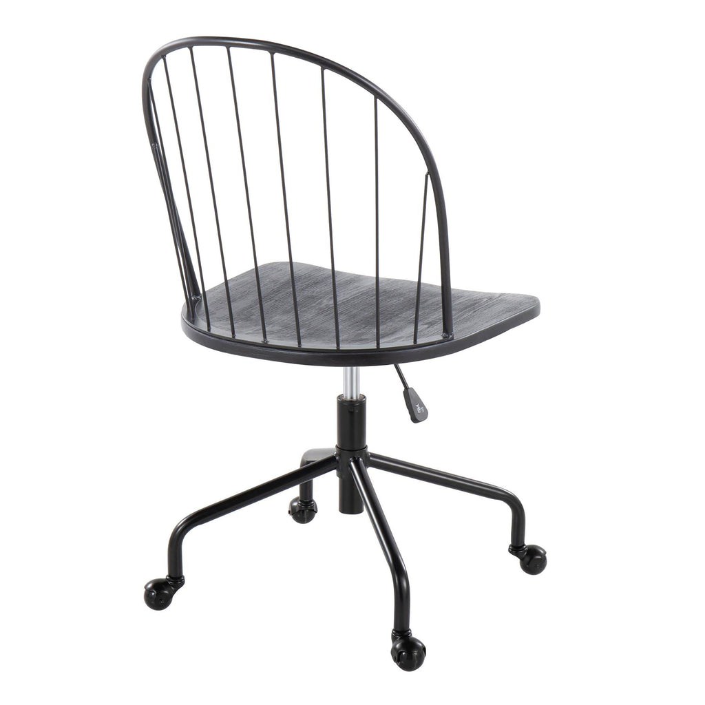 Adjustable High Back Office Chair in Black Metal and Black Wood | Premium Home Decor - Grand Goldman