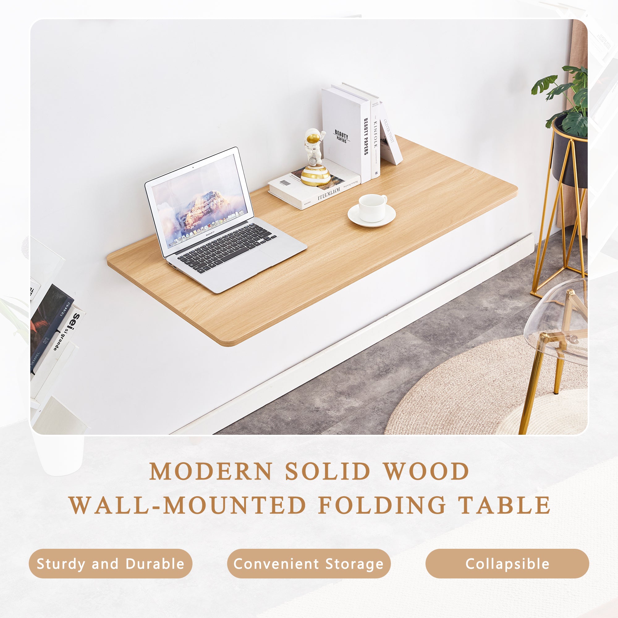 Laundry Room Folding Table Wall Mounted Folding Table for Small Spaces,Fold Down Desk,Workbench,Addition to Garage & Shed/Home Office/Laundry Room/Home Bar/Kitchen & Dining Room,45*22*6.5 inches. - Grand Goldman Shop