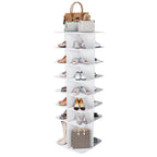 7-Tier Square Rotating Shoe Rack Tower with 360° Spinning Organizer, White - Grand Goldman Shop