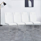Modern Dining Chairs with Faux Leather Padded Seat and Metal Legs in White, Set of 4 - Grand Goldman Shop