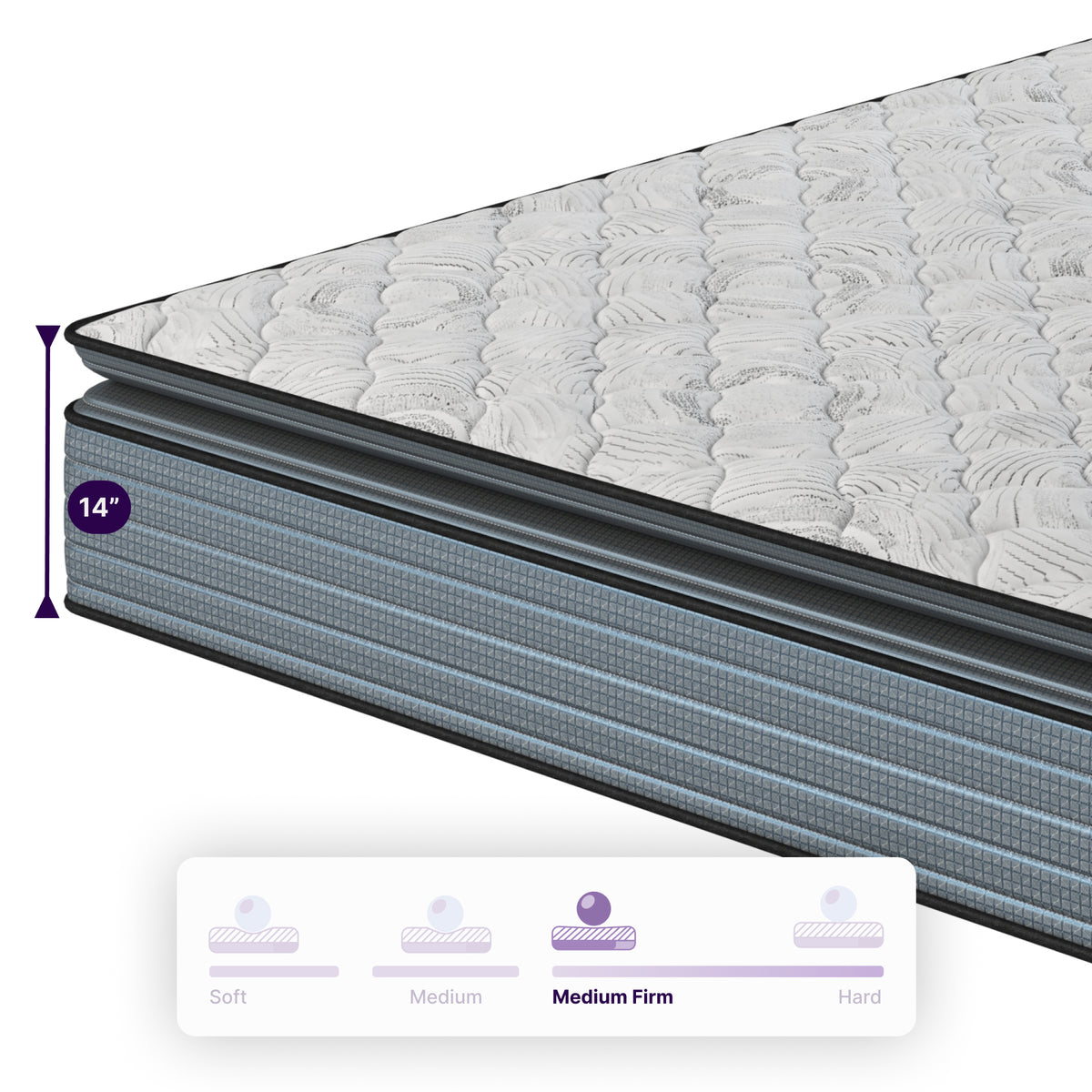 NapQueen Isabella 14 Inch King Hybrid Pillow Top Mattress in Grey+White with Foam+Spring Construction, CertiPUR-US Certified, Made in USA - Grand Goldman Shop