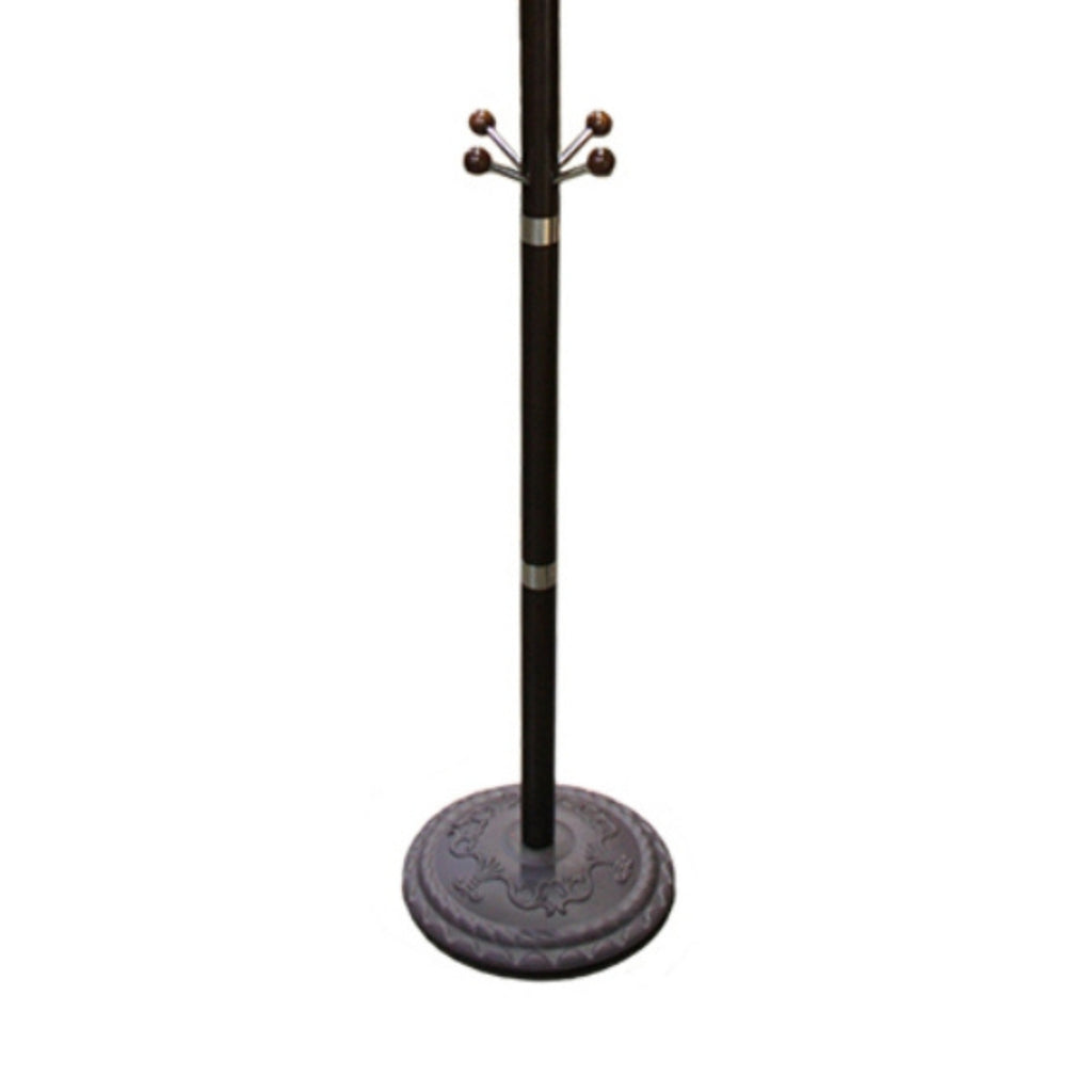 73' Tall Chrome and Wood Coat Rack, Espresso finish - Grand Goldman Shop