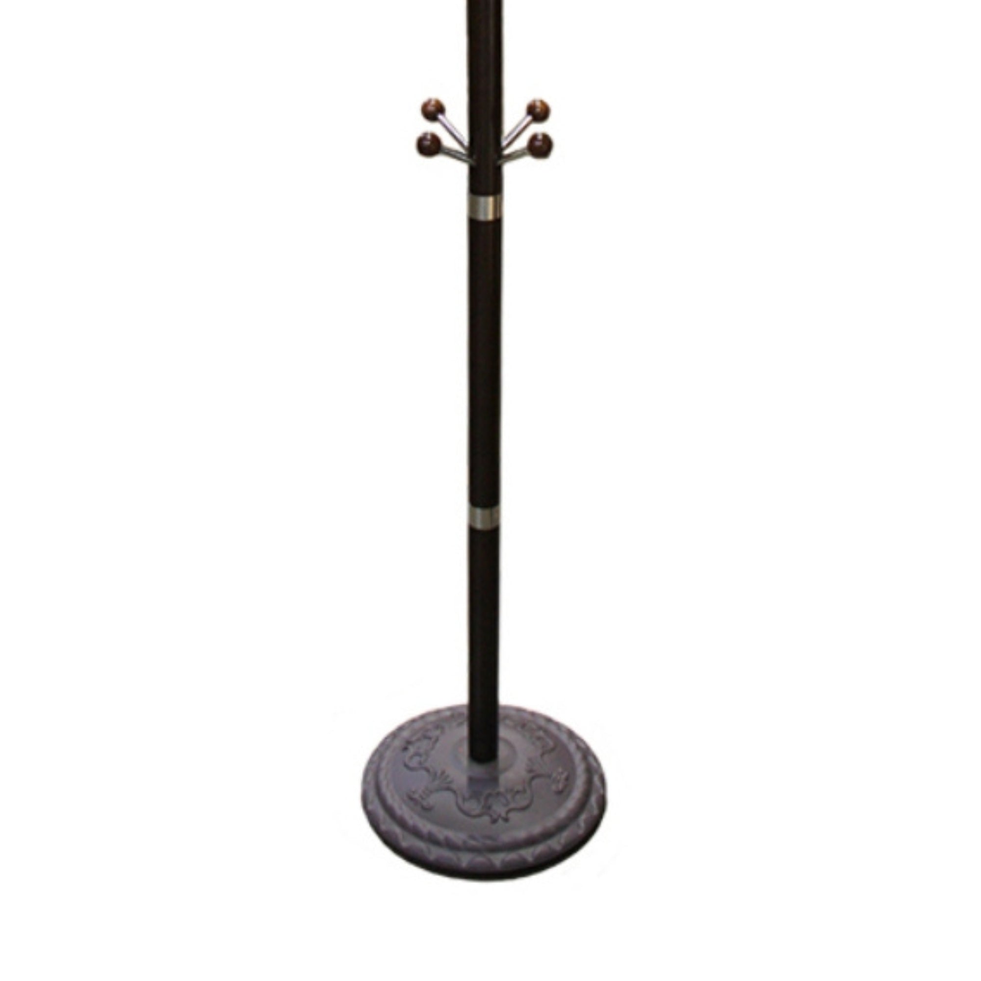 73' Tall Chrome and Wood Coat Rack, Espresso finish - Grand Goldman Shop
