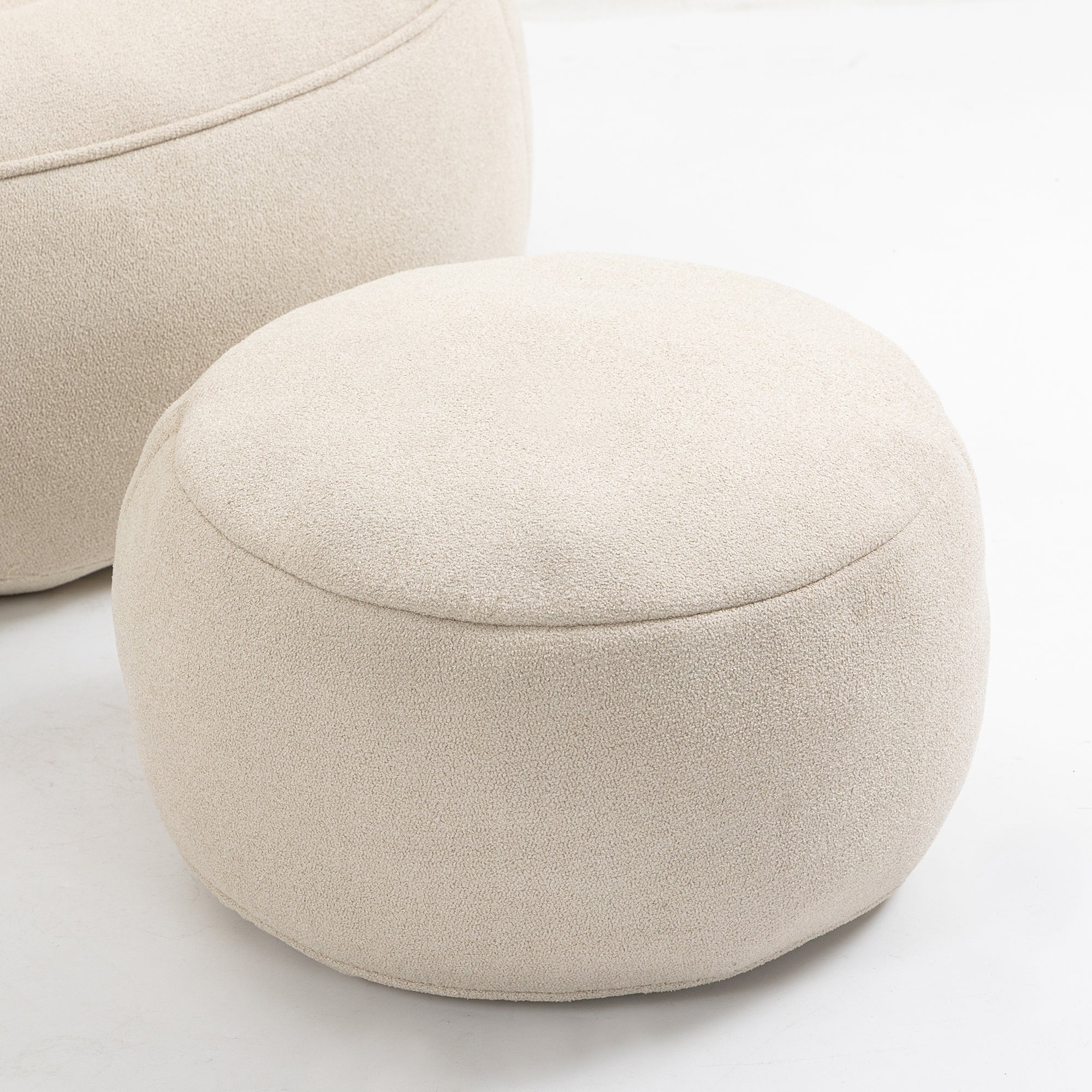 Bedding Bean Bag Sofa Chair with High-Pressure Foam and Footrest, Beige Microfiber - Grand Goldman Shop