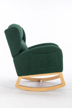 049-Teddy Fabric Rocking Chair With Packet Wood Legs,Green - Grand Goldman Shop