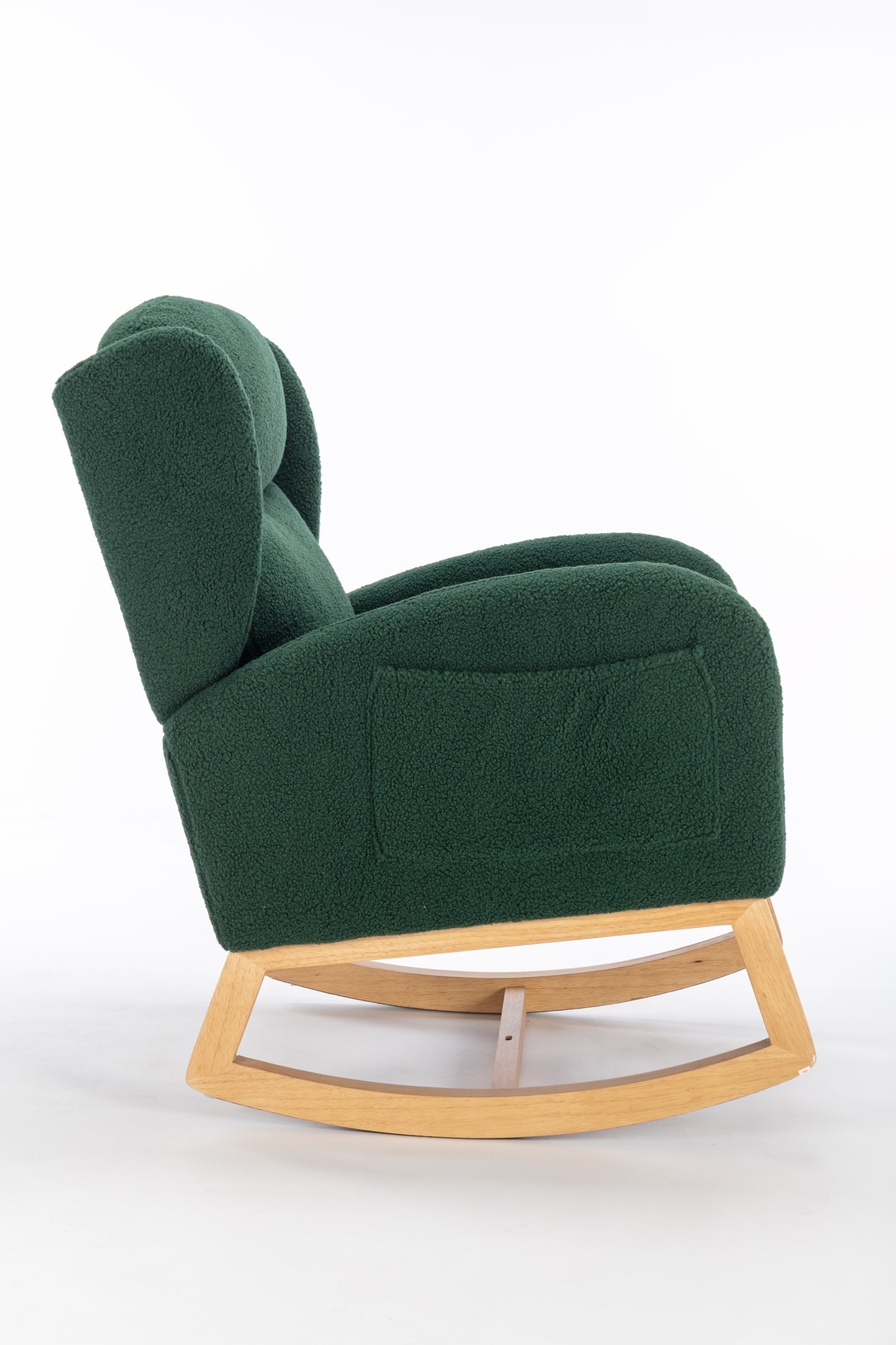 049-Teddy Fabric Rocking Chair With Packet Wood Legs,Green - Grand Goldman Shop