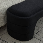 64.96'Wide Modern Upholstered Armless Upholstered Bedroom Benches End of Bed Bench for Entryway, Chenille Ottoman Foot Stool for Living Room and Bedroom, Entryway, Black Boucle - Grand Goldman Shop