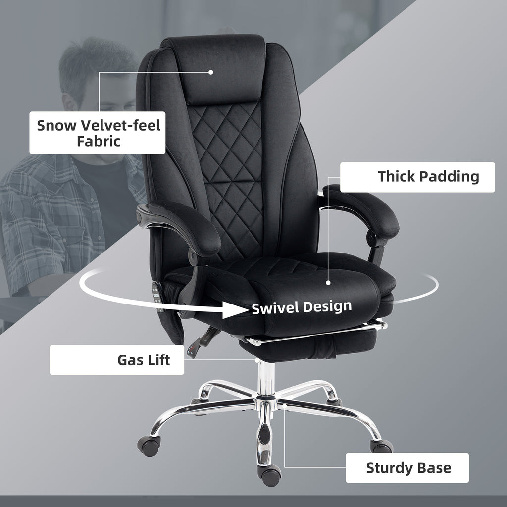Vinsetto Executive Massage Office Chair, Heated Computer Desk Chair with Adjustable Height and Footrest, Black | Premium Home