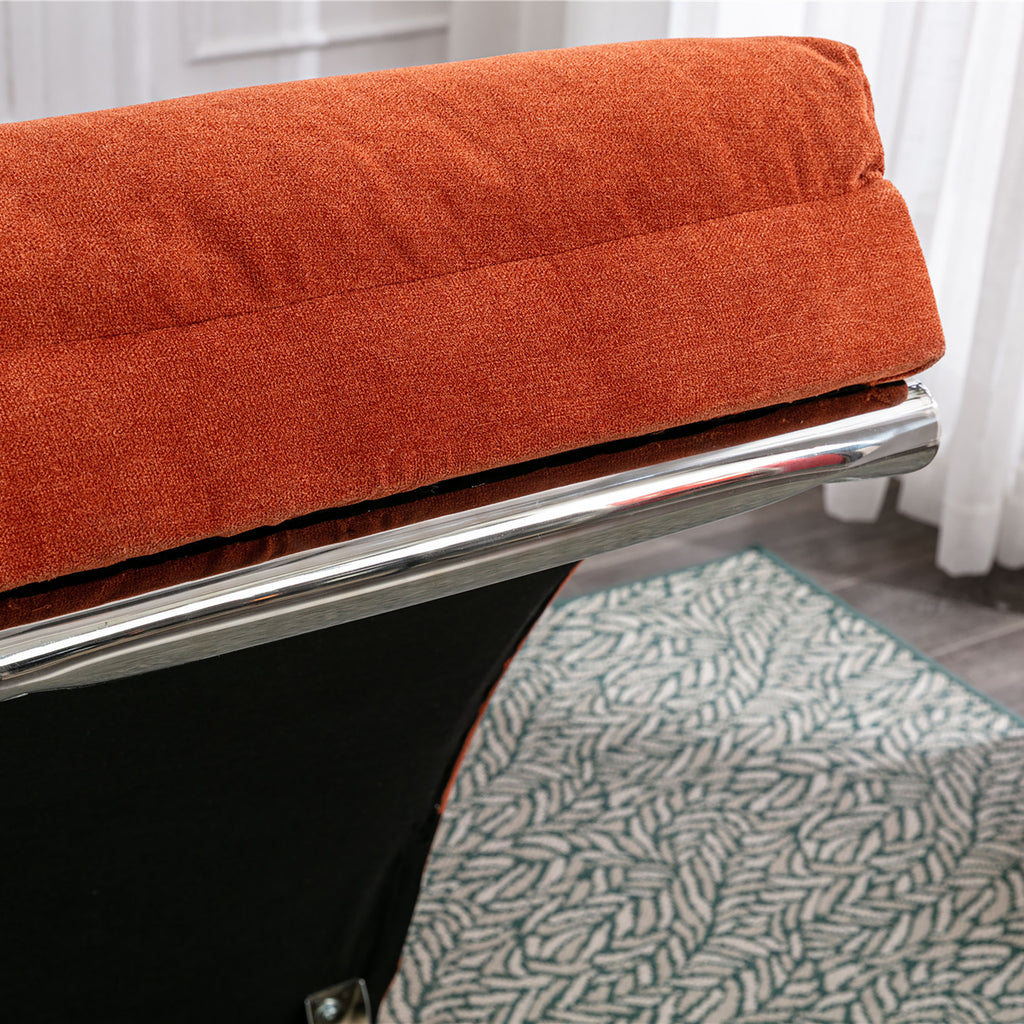 Ergonomic Linen Massage Chaise Lounge with Remote Control, Orange, 5 Modes - Grand Goldman Shop