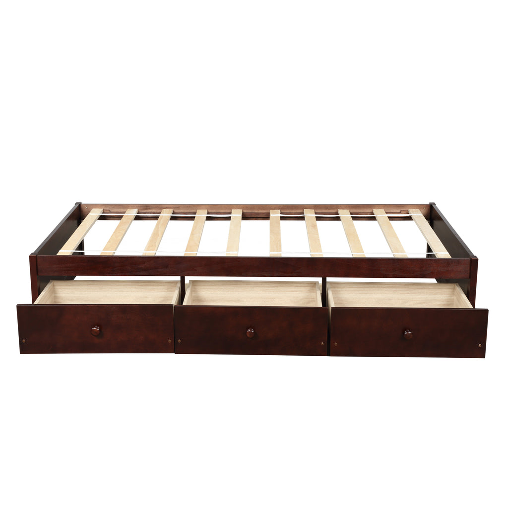 Orisfur. Twin Size Platform Storage Bed with 3 Drawers - Grand Goldman Shop