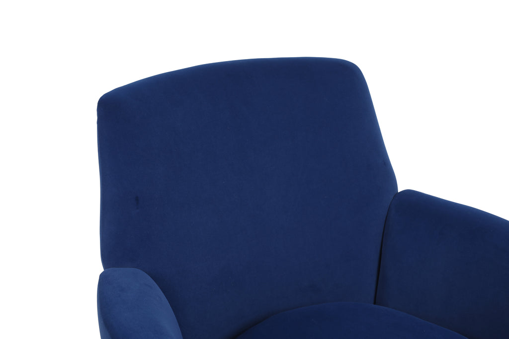 Velvet Swivel Barrel Chair, Swivel Accent Chairs Armchair for Living Room, Reading Chairs for Bedroom Comfy, Round Barrel Chairs with Gold Stainless Steel Base (Navy) - Grand Goldman Shop