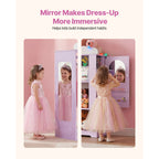 Kids Dress Up Storage, with Jewelry Cabinet, Dress Up Closet with Mirror and Shelves, Princess Costumes Wardrobe Closet, Todd