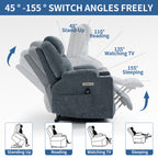 Up to 350 LBS Chenille Power Lift Recliner Chair, Heavy Duty Motion Mechanism with 8-Point Vibration Massage and Lumbar Heating, USB and Type-C Ports, Stainless Steel Cup Holders, Blue - Grand Goldman Shop