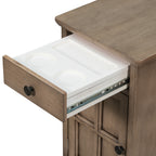 U-Can Classic Vintage Livingroom End Table Side Table with USB Ports and One Multifunctional Drawer with cup holders, Antique Brown (Old SKU: WF296294AAD) - Grand Goldman Shop