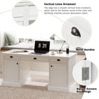 67' Modern Executive Desk,Computer Desk with 2 Wooden Doors Storage Cabinet and 3 Drawers, Rectangle Home Office Desk  ,Readi