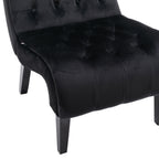 COOLMORE Modern Velvet Armless Accent Living Room Chair / Leisure Chair,Upholstered Fabric Button Comfortable Chair with Wooden Legs for Bedroom, Living Room, Office (Black Velvet) - Grand Goldman Shop