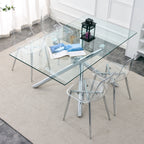 Modern simple transparent dining chair plastic chair armless crystal chair Nordic creative makeup stool negotiation chair Set of 4 and plating metal legW115164140,TW-1200 - Grand Goldman Shop