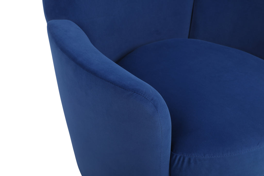 Velvet Swivel Barrel Chair, Swivel Accent Chairs Armchair for Living Room, Reading Chairs for Bedroom Comfy, Round Barrel Chairs with Gold Stainless Steel Base (Navy) - Grand Goldman Shop