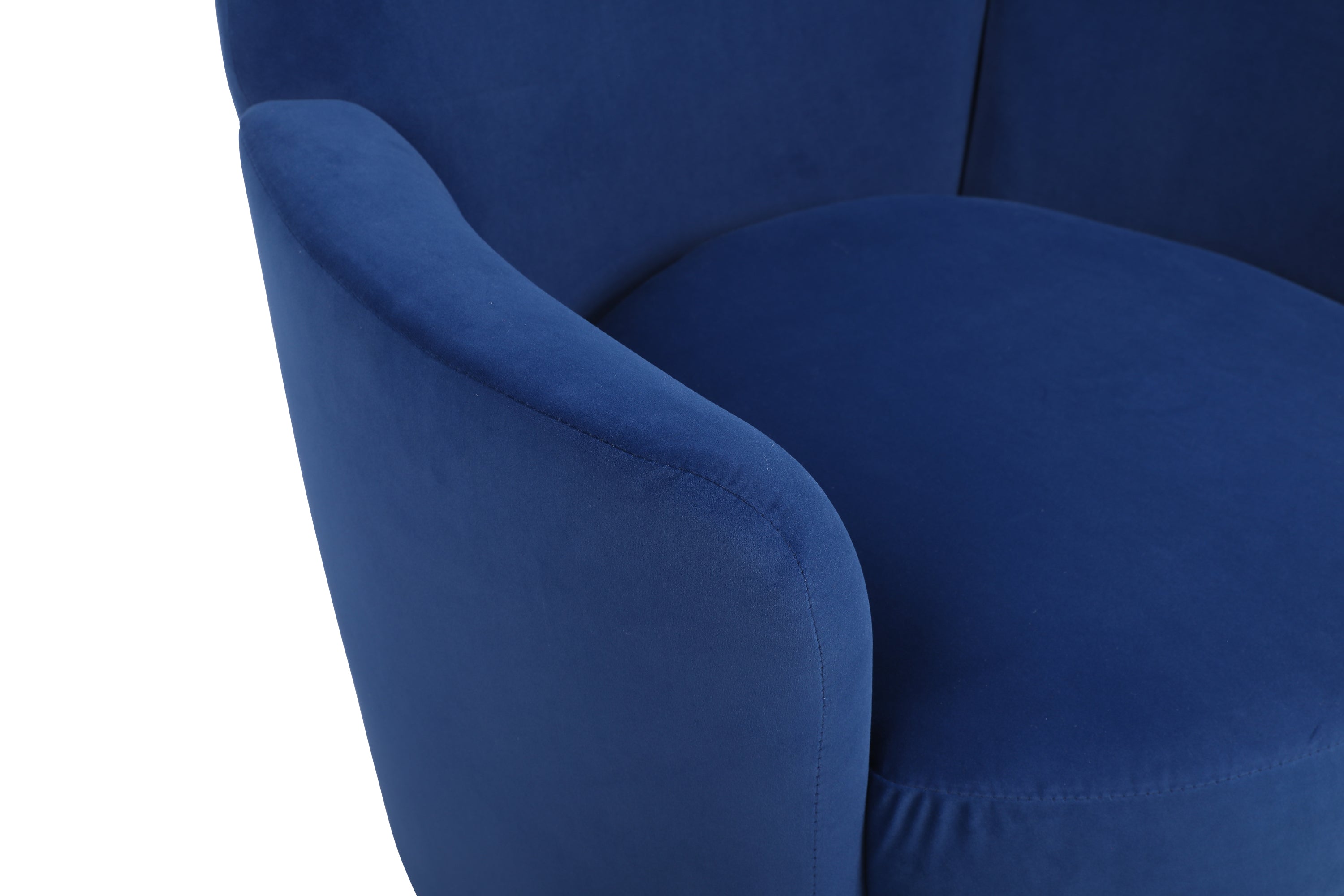 Velvet Swivel Barrel Chair, Swivel Accent Chairs Armchair for Living Room, Reading Chairs for Bedroom Comfy, Round Barrel Chairs with Gold Stainless Steel Base (Navy) - Grand Goldman Shop