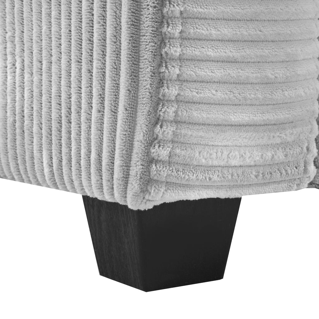 Corduroy Sleeper Sofa Loveseat with Full Size Mattress, USB Ports, Cup Holders, Side Pockets, and Phone Holder, Grey - Grand Goldman Shop