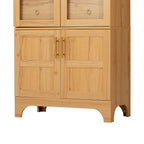 K&K 71' Tall Arched Kitchen Pantry Cabinet with Door Shelves, Farmhouse Kitchen Storage Cabinet with Open & Adjustable Shelves, Hidden Drawer & Glass Door, Cupboard for Kitchen, Dining Room, Natural - Grand Goldman Shop