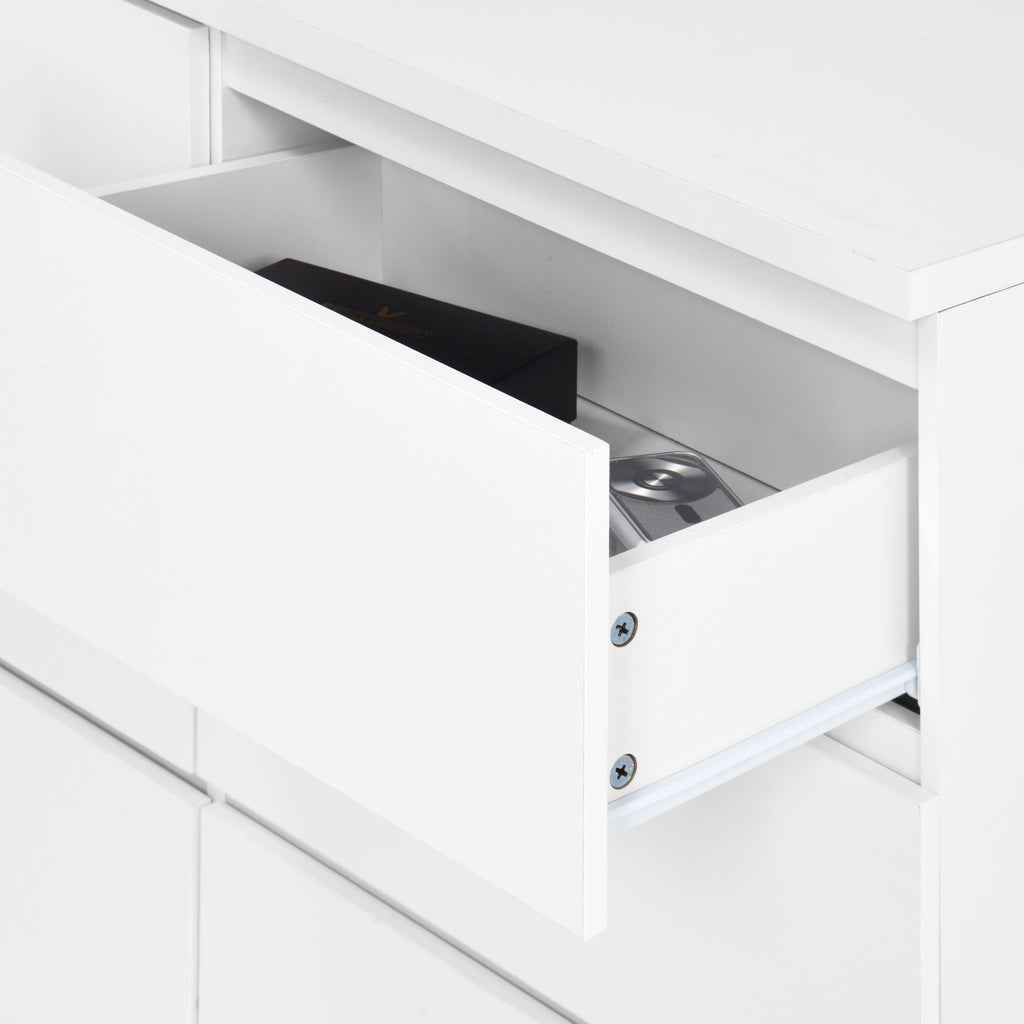 9 Drawer Dresser with No Handle Design, Modern White Matte Wood Dresser for Bedroom, Storage Chest of Drawers for Living Room, Hallway, Entryway - Grand Goldman Shop