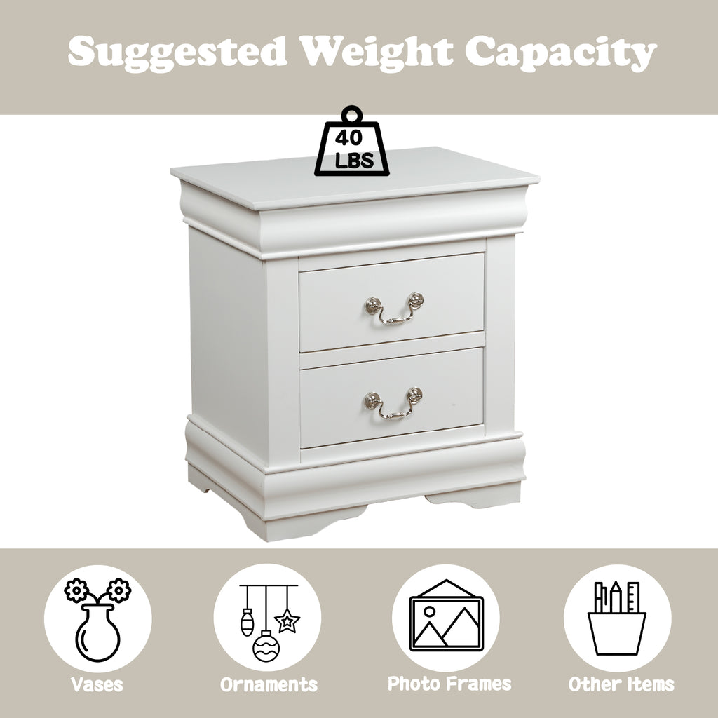 Louis Philippe White Finish 2PCS Bedroom Set (E. King) - Grand Goldman Shop