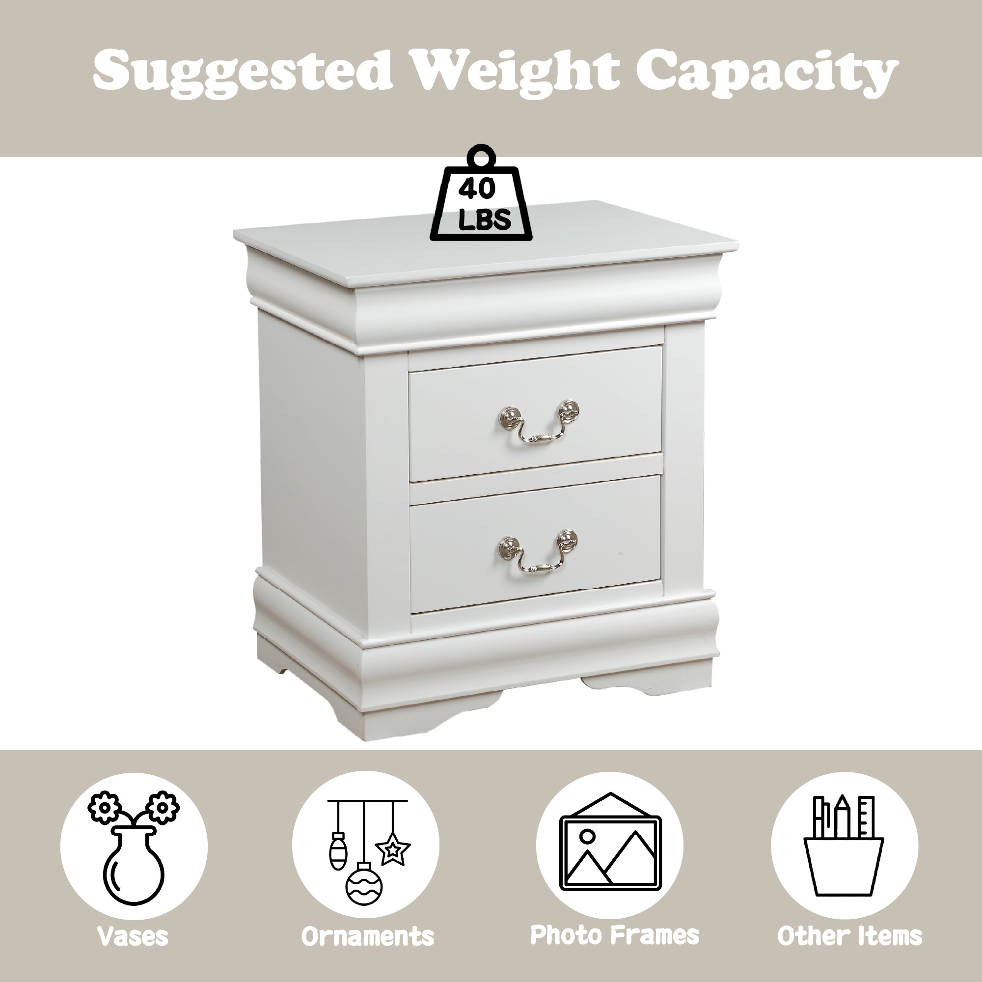 Louis Philippe White Finish 2PCS Bedroom Set (E. King) - Grand Goldman Shop