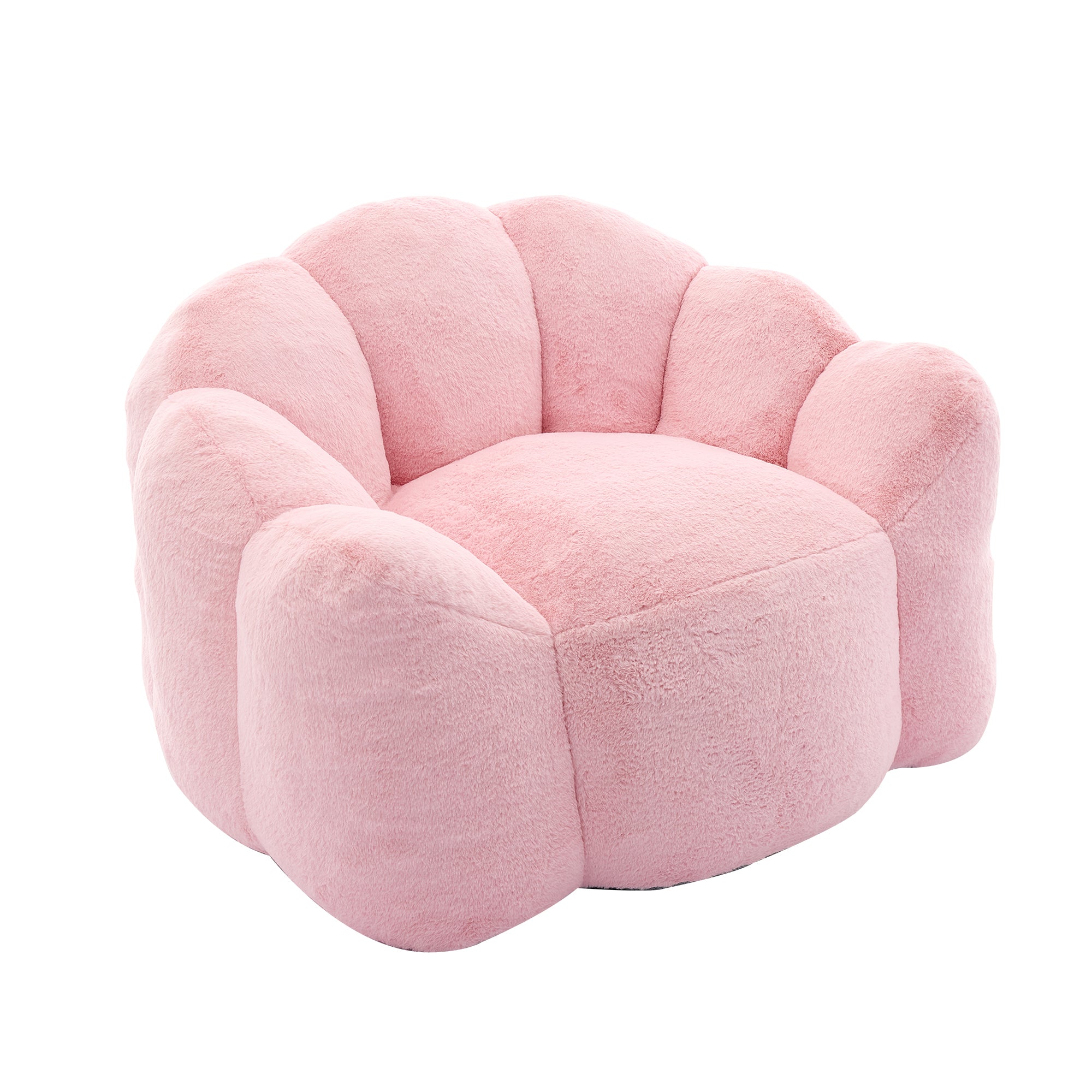 Lotus Style Compression Sofa Adult Bean Bag with Pull Ring in Pink Plush, 43.7 x 39.76 x 26.77 inches, No Installation Required - Grand Goldman Shop