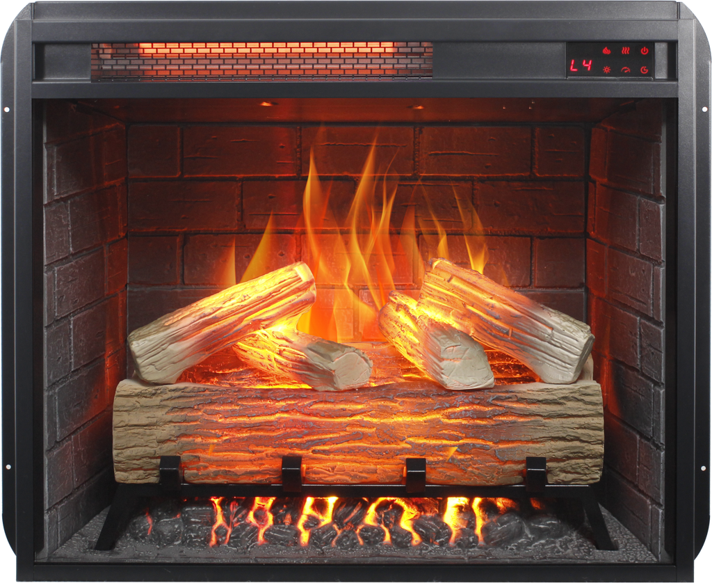 23 inch Infrared  heating electric fireplace insert, with log set & realistic flame, remote control with timer, overheating protection - Grand Goldman Shop