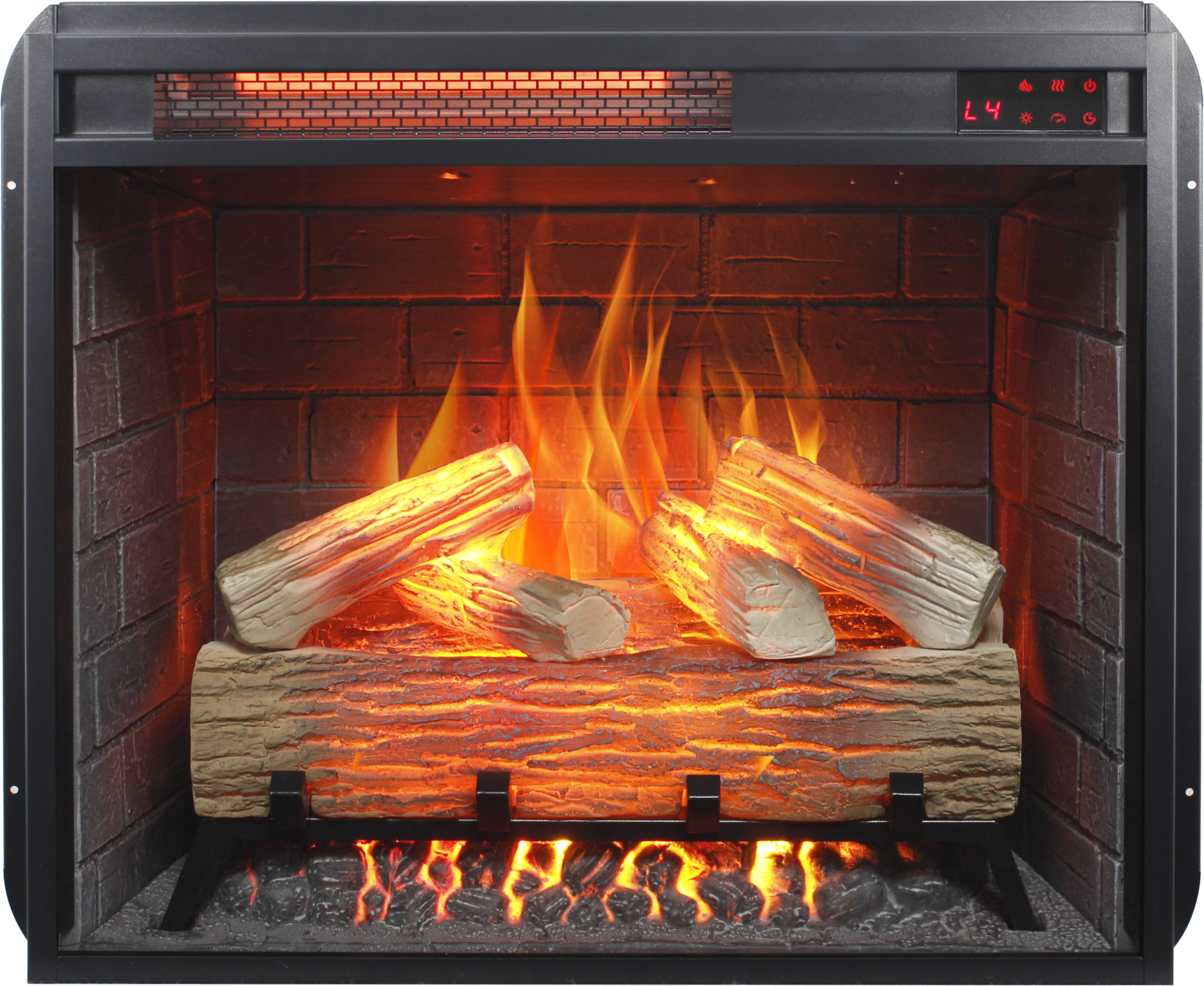 23 inch Infrared  heating electric fireplace insert, with log set & realistic flame, remote control with timer, overheating protection - Grand Goldman Shop
