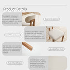 Modern Farmhouse Dining Chairs Set of 2 in Beige, Fabric Upholstered Wooden Kitchen Chairs with Ergonomic Backrest and Adjustable Feet, Rubber Wood Frame - Grand Goldman Shop