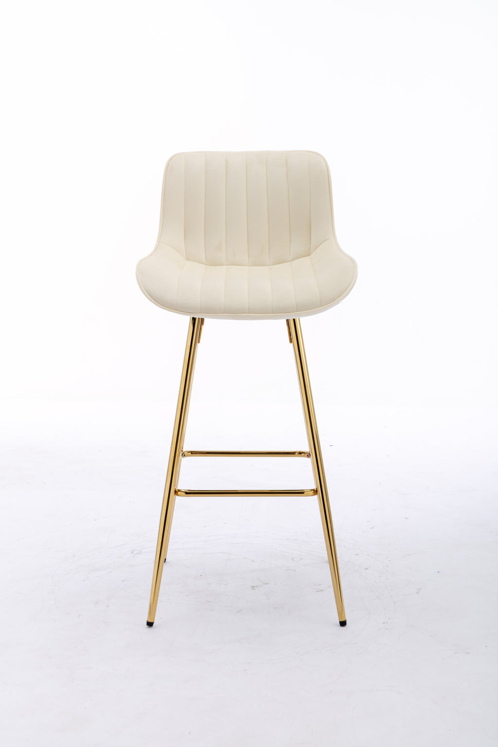 26 Inch Set of 2 Bar Stools,with Chrome Footrest Velvet Fabric Counter Stool Golden Leg Simple Bar Stool,CREAM - Grand Goldman Shop