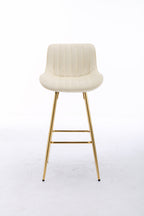 26 Inch Set of 2 Bar Stools,with Chrome Footrest Velvet Fabric Counter Stool Golden Leg Simple Bar Stool,CREAM - Grand Goldman Shop