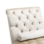 Velvet Chaise Lounge Indoor, Button-Tufted Upholstered Chair with Pillow, Beige Velvet, 63.38x28.94x34.05 inches - Grand Goldman Shop