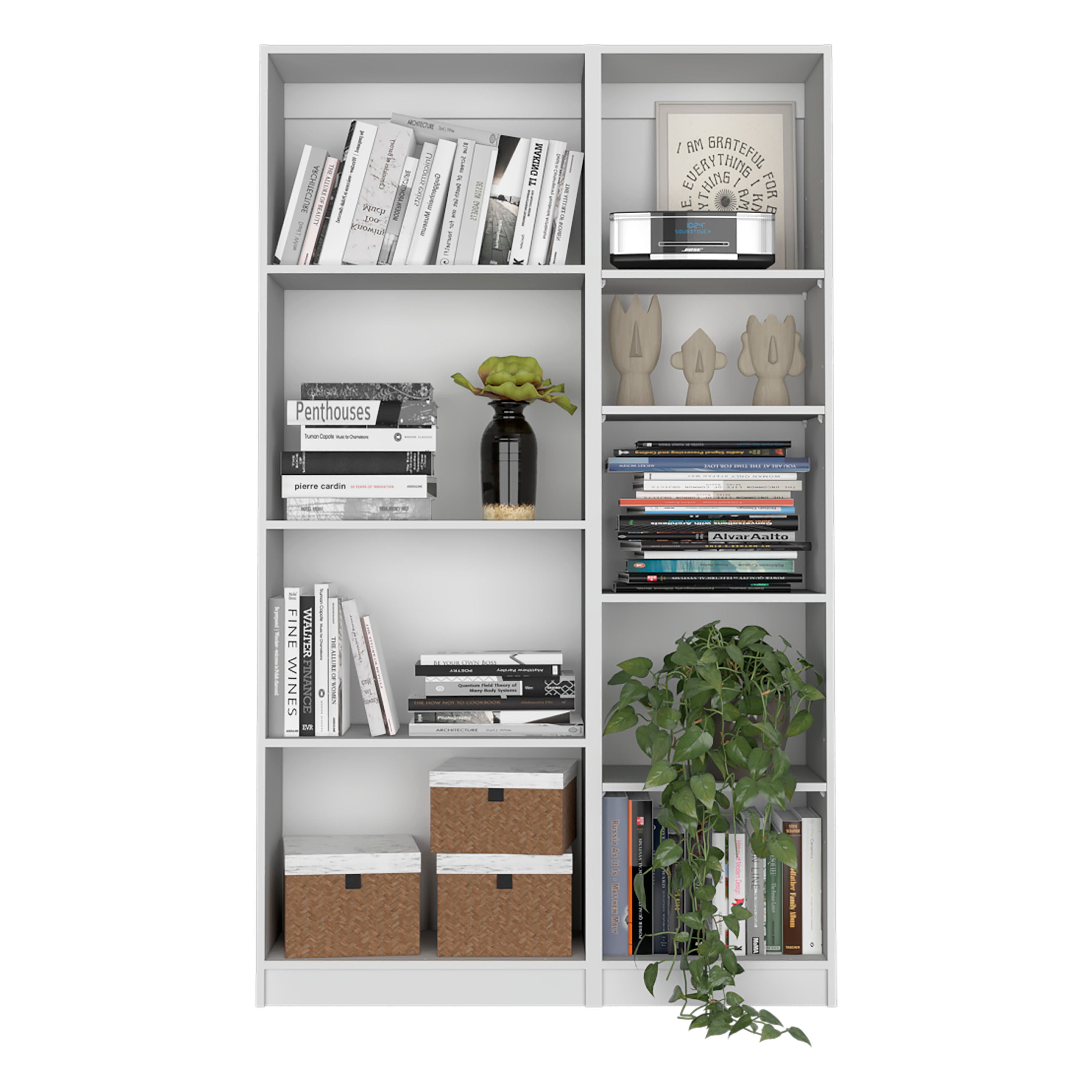 2 Piece Bookcase Living Room Set,  Storage Cabinet, 42' Wide and 9 Shelves White - Shop Quality Furniture at Grand Goldman