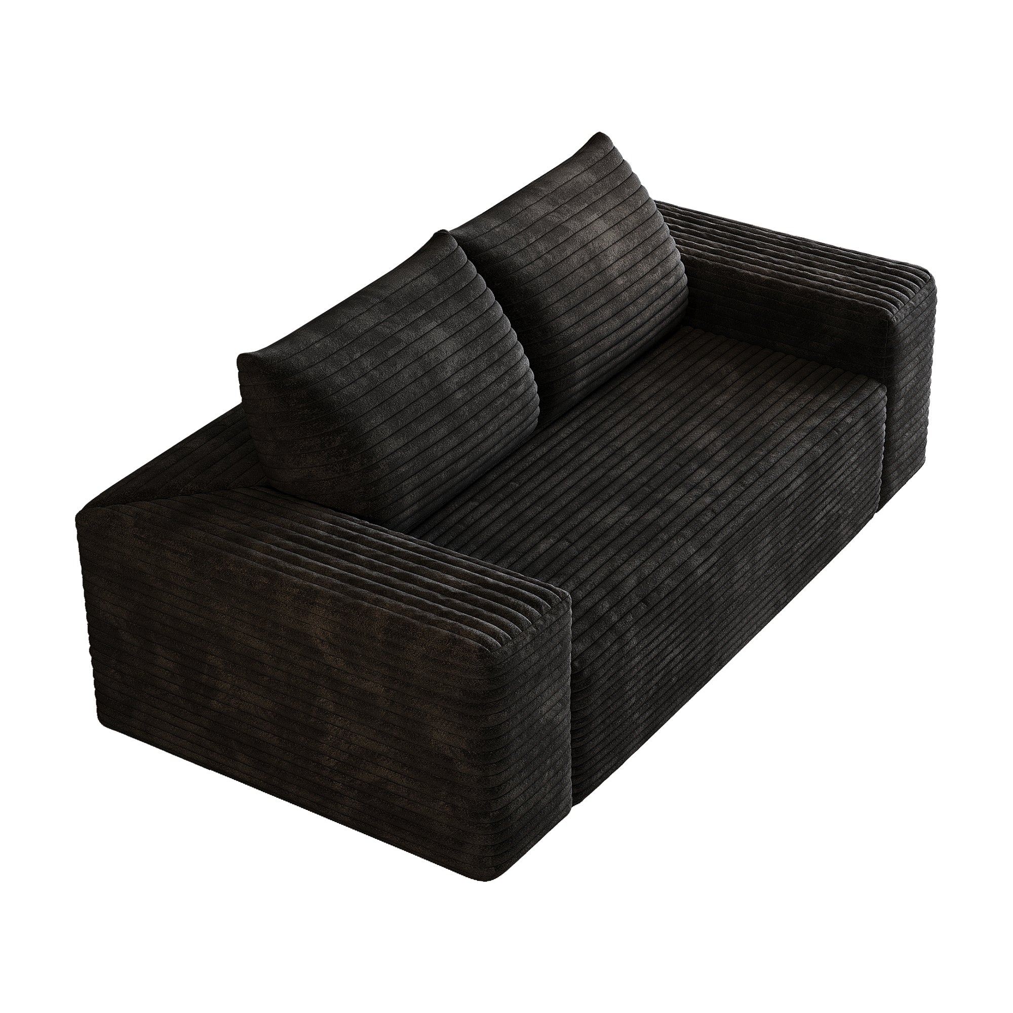 63' 2Setaser Sofa,Corduroy Fabric,Deep Seat Couches,Comfy Loveseat Sofa,No Assembly,1pcs for Living room, Bedroom,Conference room ,Apartment,Black - Grand Goldman Shop