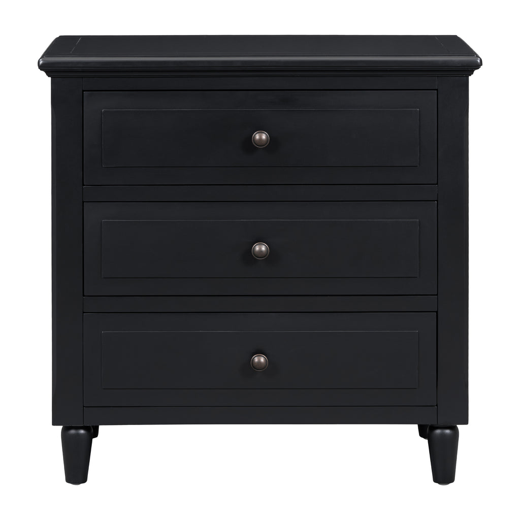 U_STYLE 28''painted Nightstand with 3 Drawers and Smooth Gliding Rails ,Simple Bedside Cabinet with Metal handle, Minimalist Sofa Side Table with rubber legs for Bedroom Sofa Couch Office - Grand Goldman Shop
