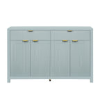 U_STYLE Modern 55.1'' Sideboard Buffet Cabinet with 2 Drawers & 4 Doors, Adjustable Shelves, Wave-Pattern Design, Aluminum Handles, Painted MDF, Scandinavian Storage for Dining Room, Living Room - Grand Goldman Shop