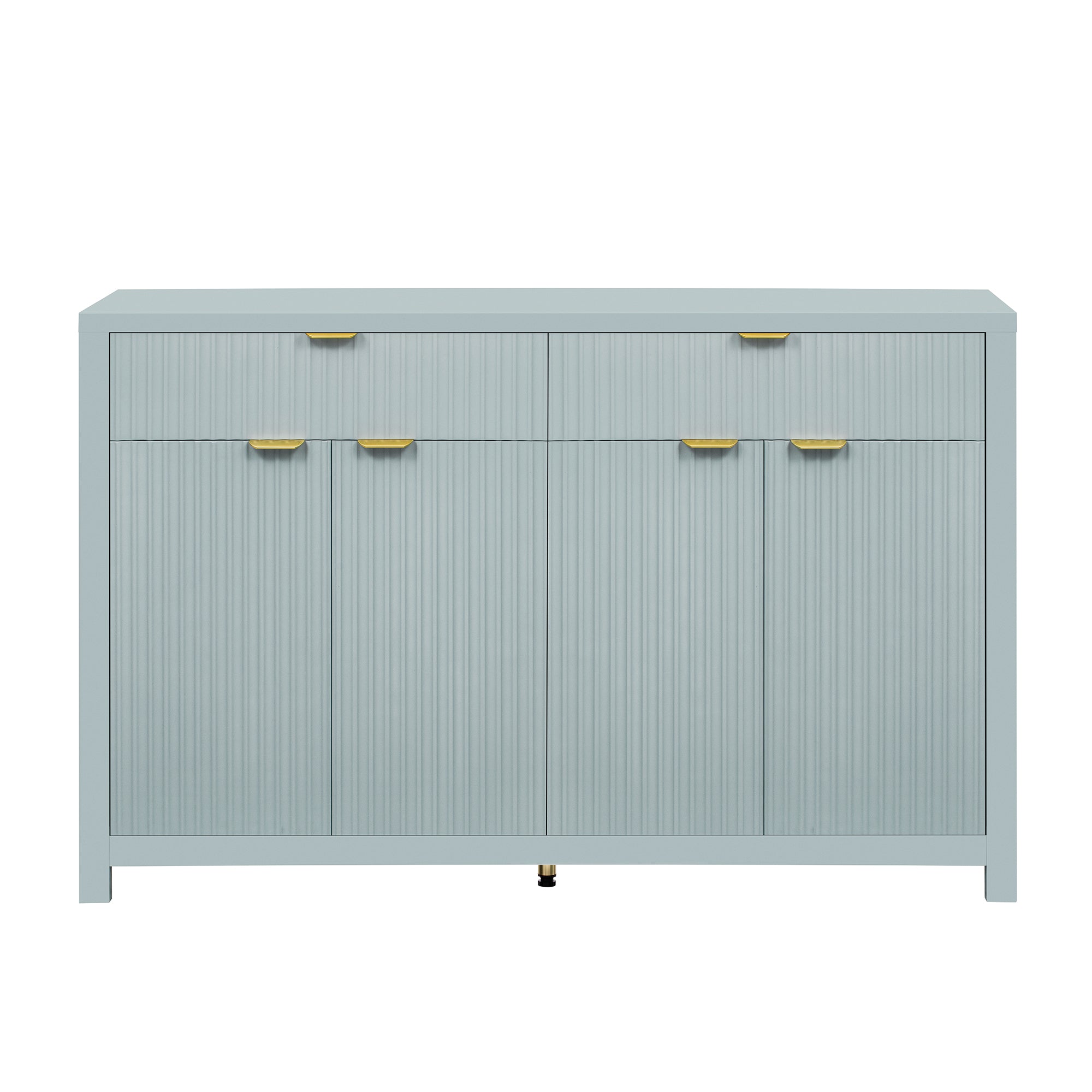 U_STYLE Modern 55.1'' Sideboard Buffet Cabinet with 2 Drawers & 4 Doors, Adjustable Shelves, Wave-Pattern Design, Aluminum Handles, Painted MDF, Scandinavian Storage for Dining Room, Living Room - Grand Goldman Shop