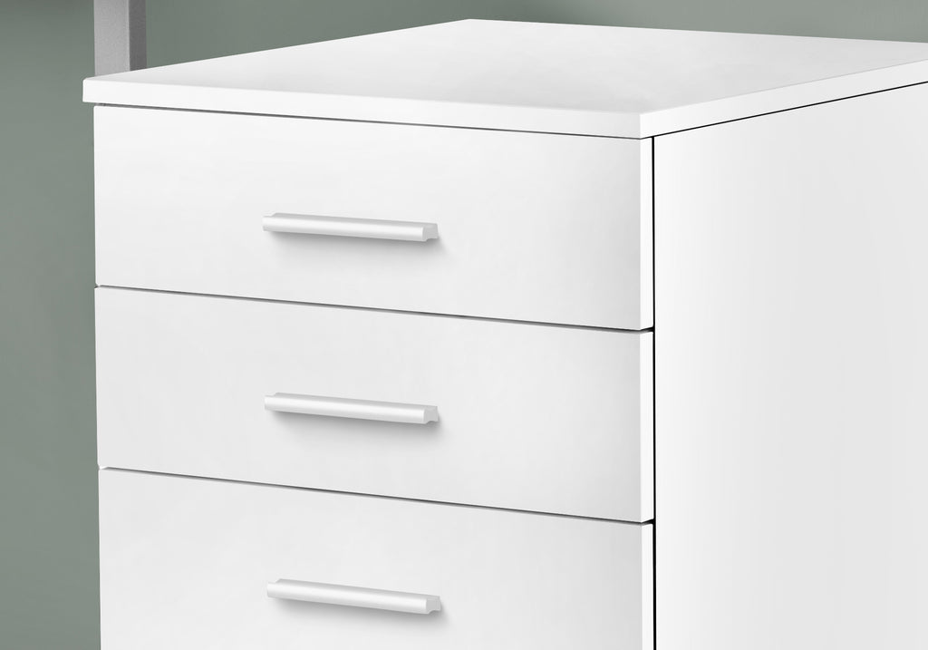 File Cabinet, Rolling Mobile, Storage Drawers, Printer Stand, Office, Work, White Laminate, Contemporary, Modern - Grand Gold