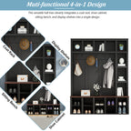 Farmhouse Wooden Hall Tree with 6 Hooks, Walnut Storage Bench with Adjustable Shelves,  4-in-1 Entryway Shoe Cabinet with Cubbies for Mudroom, Living Room, Black, 76.7'H (OLD SKU: N721S000044B) - Grand Goldman Shop